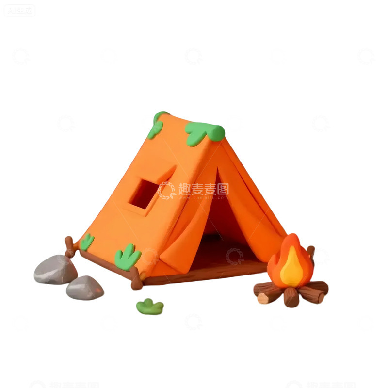 高清大图下载【趣麦麦图】圣诞节卡通帐篷露营玩具