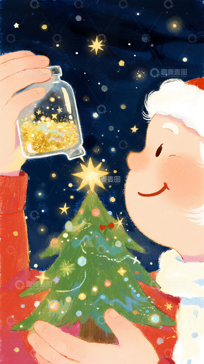 高清大图下载【趣麦麦图】星屑洒落的圣诞魔法夜