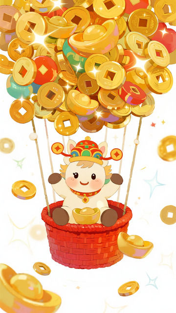 金币气球载起的新年福运萌马