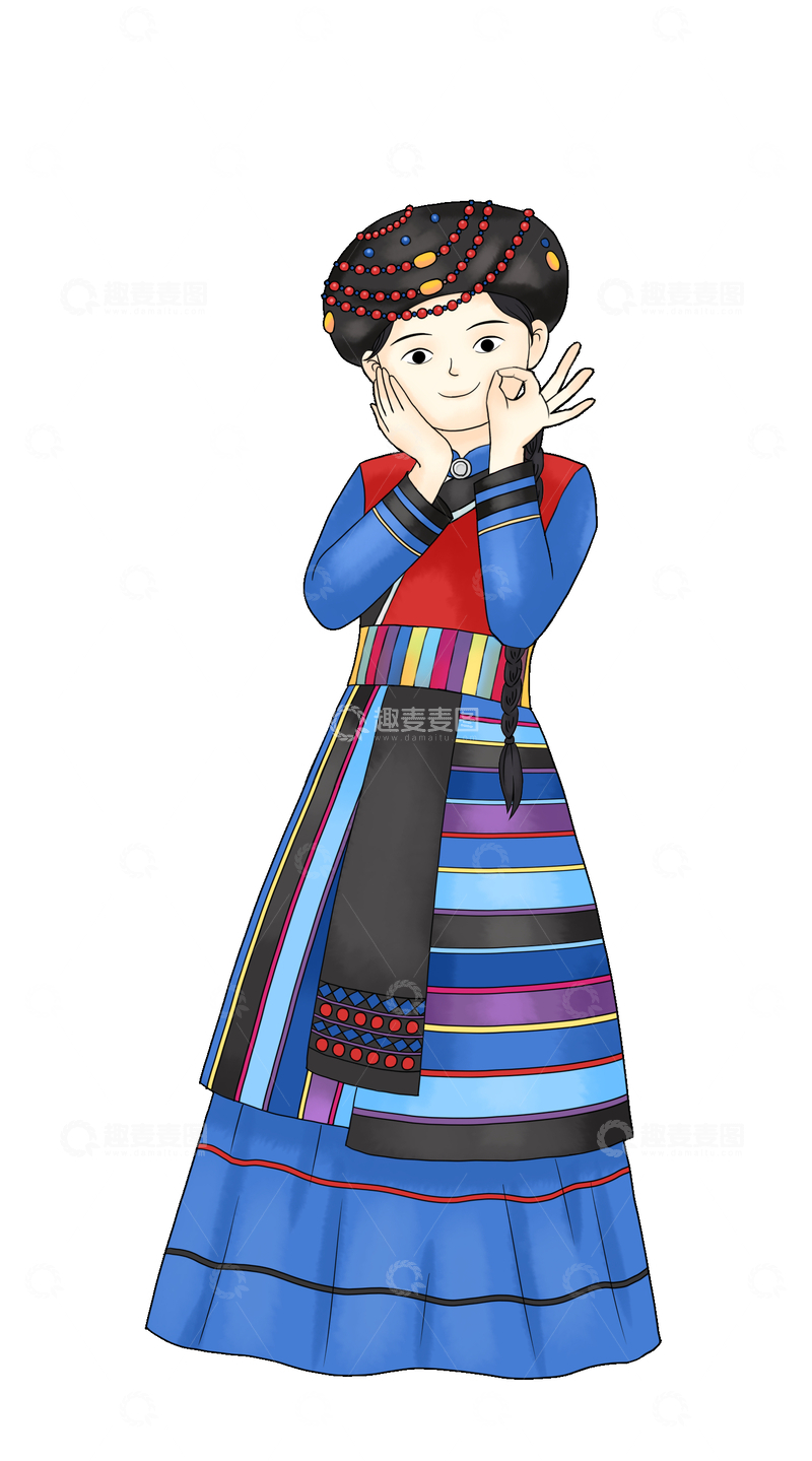源文件下载【趣麦麦图】普米族身着民族服饰的可爱女孩