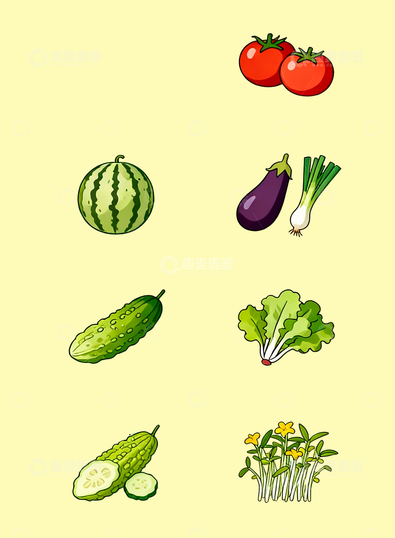 源文件下载【趣麦麦图】插画风格夏天蔬菜4