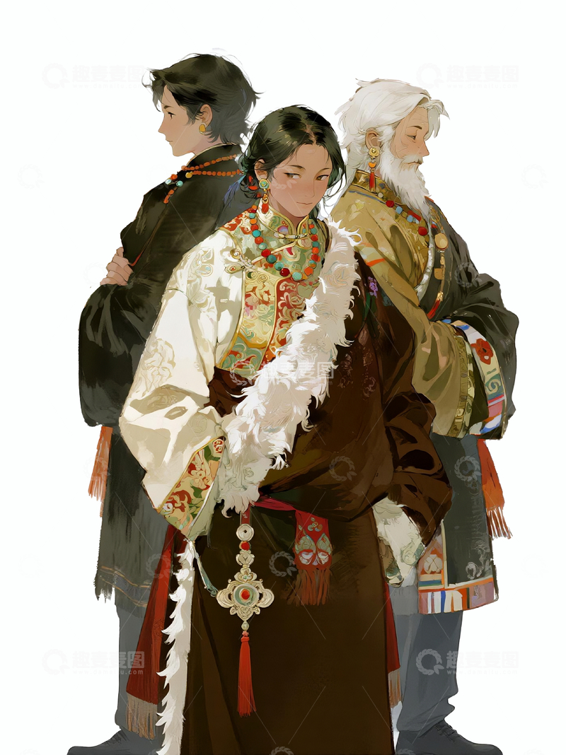 源文件下载【趣麦麦图】水彩风格藏族人物