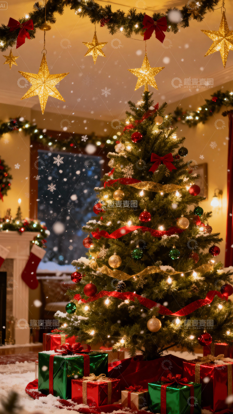 高清大图下载【趣麦麦图】圣诞节背景_竖屏029