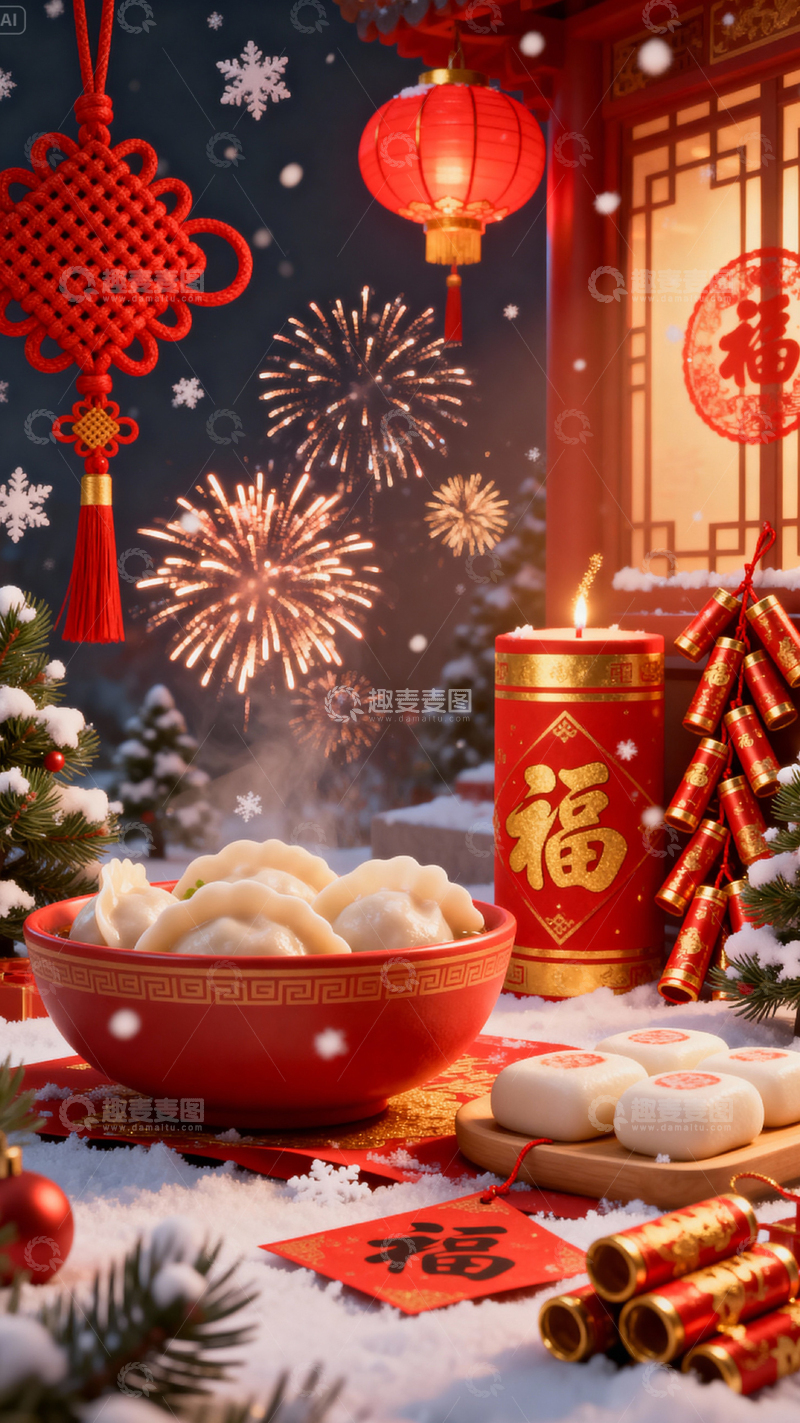 高清大图下载【趣麦麦图】新年元旦春节背景_竖屏222