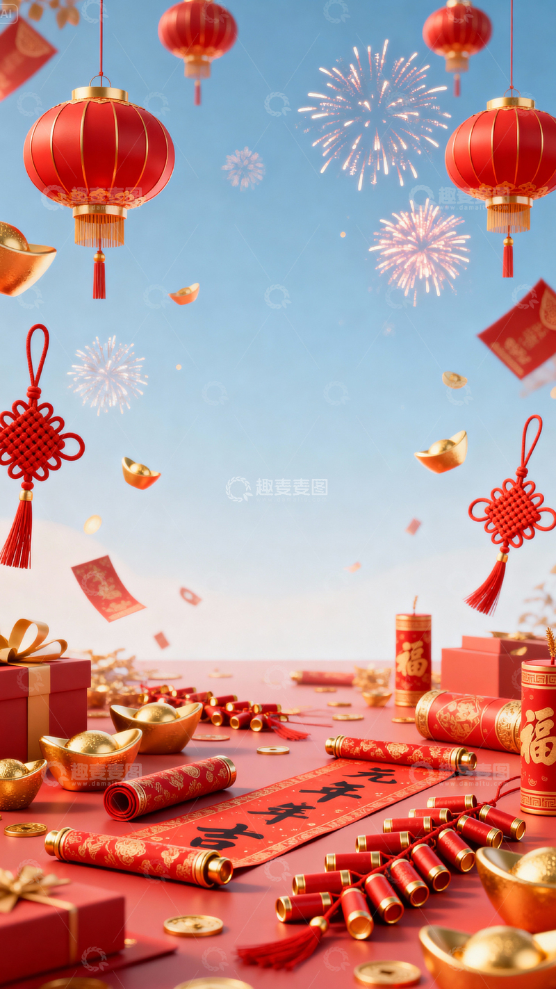 高清大图下载【趣麦麦图】新年元旦春节背景_竖屏230