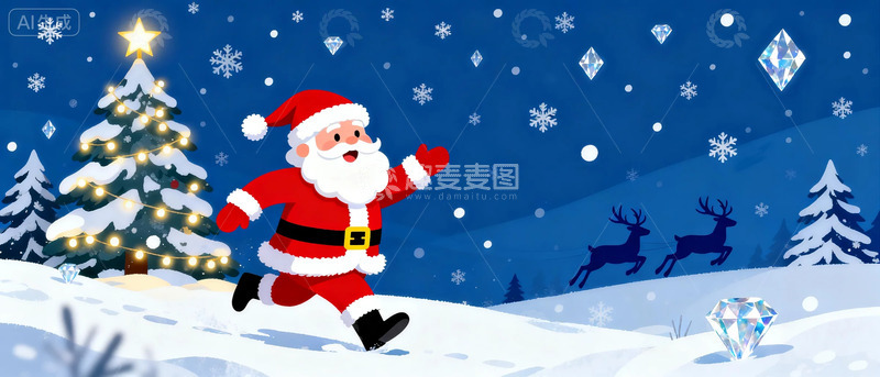 高清大图下载【趣麦麦图】圣诞雪景卡通场景