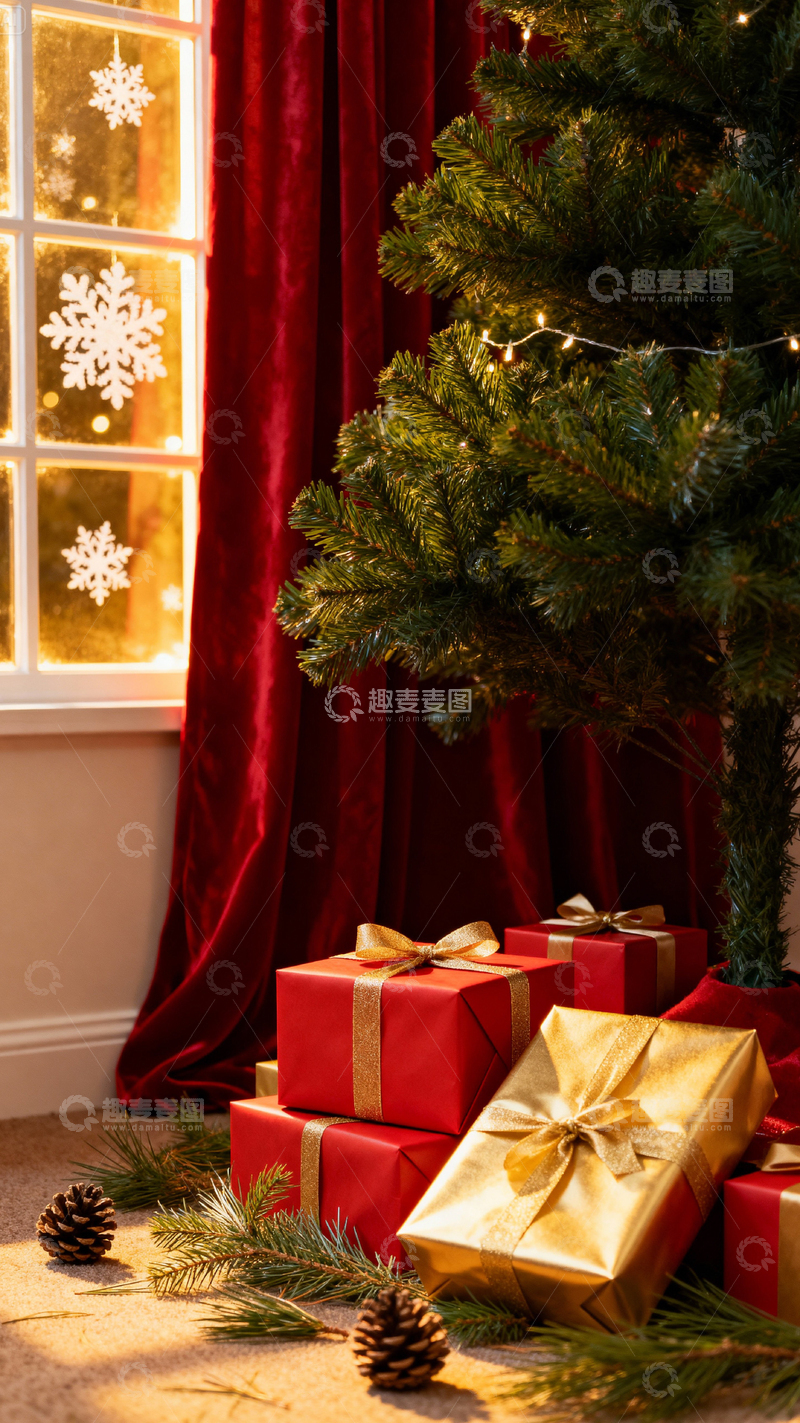 高清大图下载【趣麦麦图】圣诞节背景_竖屏044