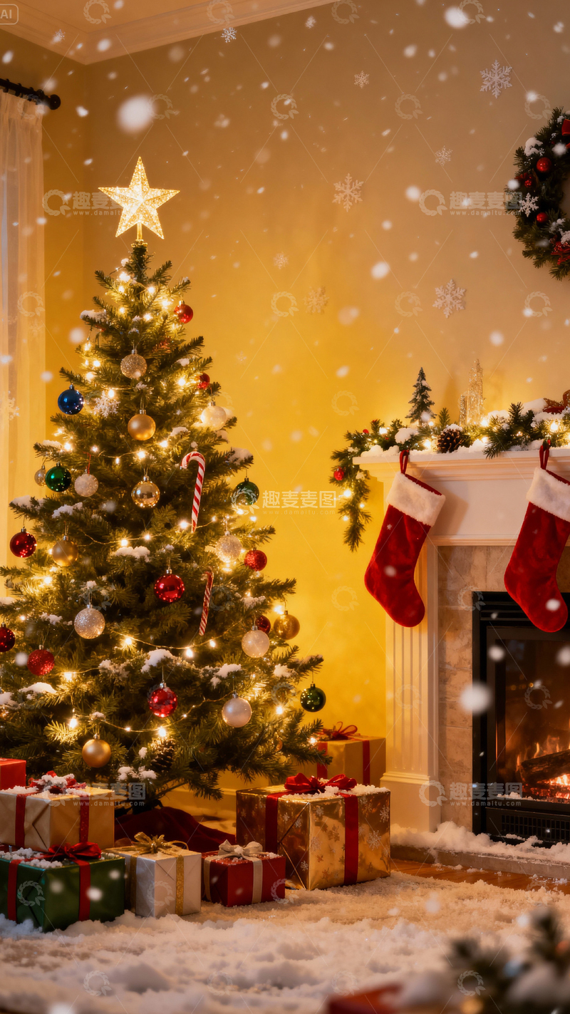 高清大图下载【趣麦麦图】圣诞节背景_竖屏033