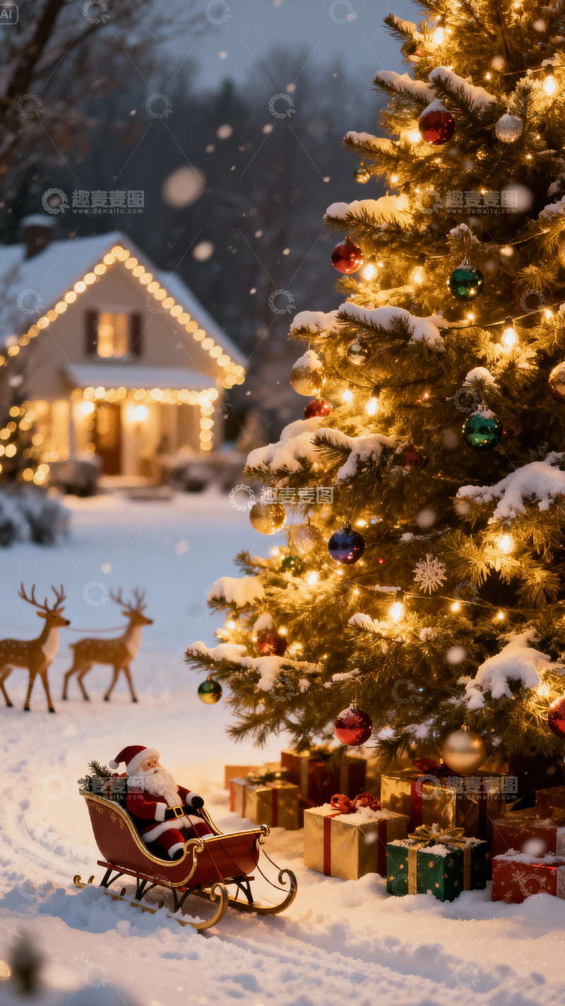 高清大图下载【趣麦麦图】圣诞节背景_竖屏058