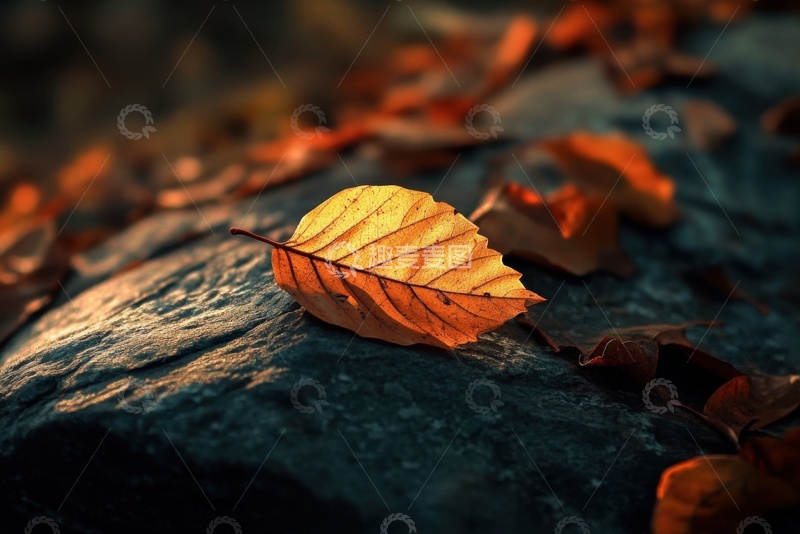 高清大图下载【趣麦麦图】落在地面上的一片树叶