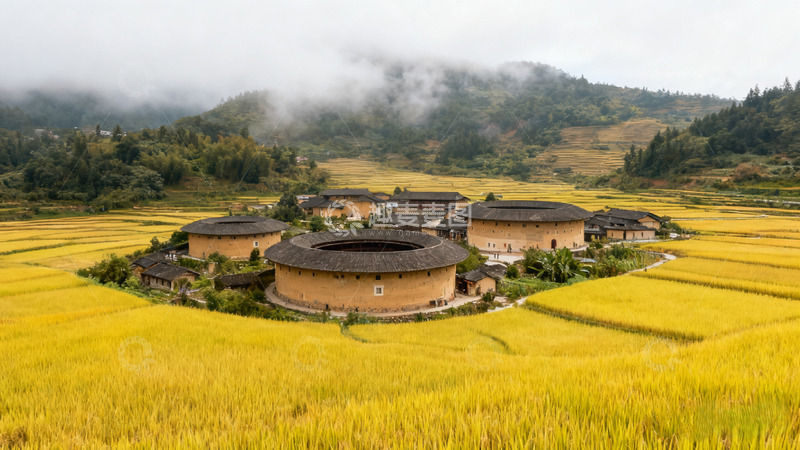 高清大图下载【趣麦麦图】福建土楼田野风光