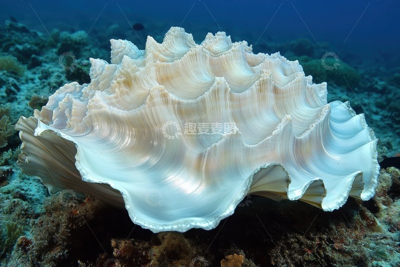 高清大图下载【趣麦麦图】大海里的一只扇贝