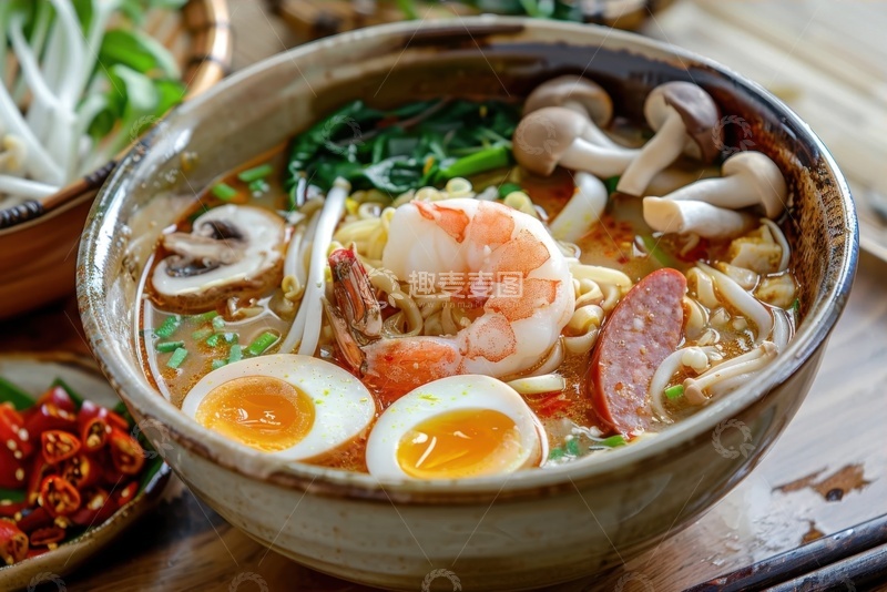高清大图下载【趣麦麦图】美味的一碗海鲜面