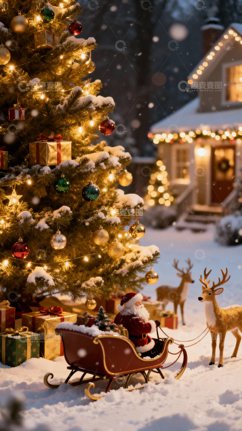 高清大图下载【趣麦麦图】圣诞节背景_竖屏059