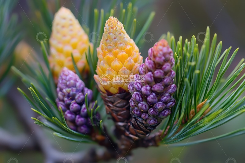 高清大图下载【趣麦麦图】松树树枝松果特写