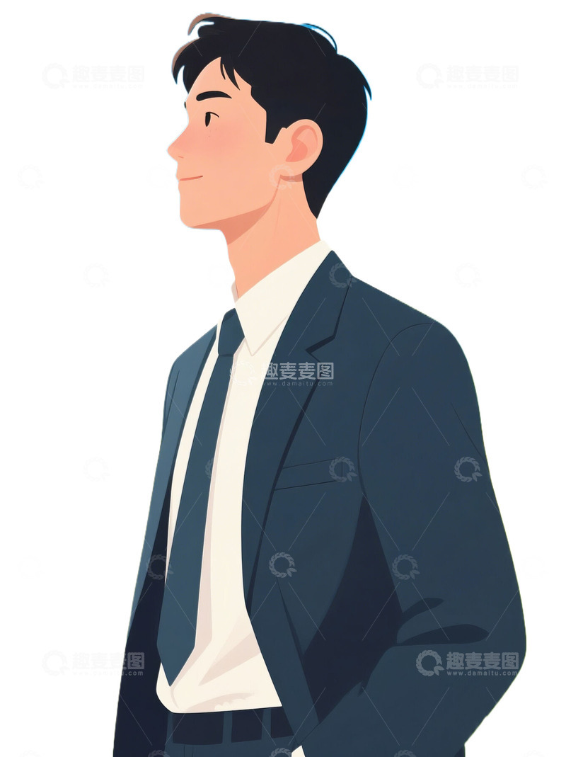 高清大图下载【趣麦麦图】AICG扁平插画商务风格职场男性人物素材