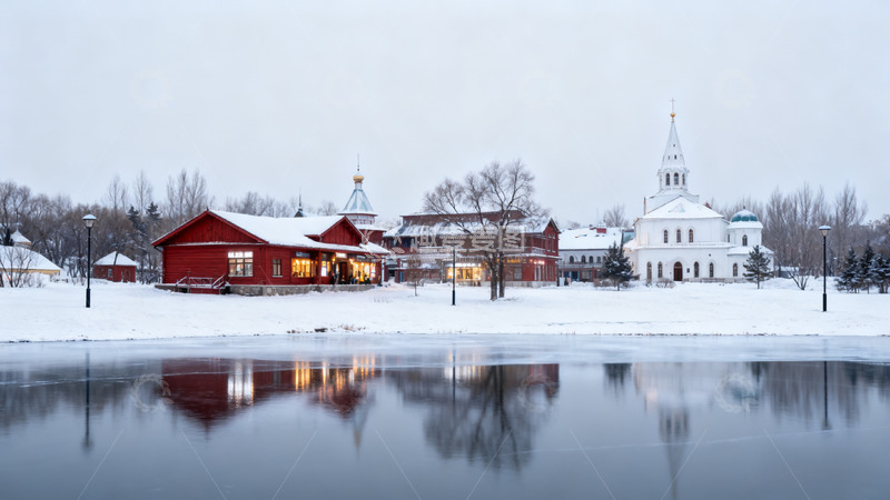 高清大图下载【趣麦麦图】冬日雪景小镇风光摄影