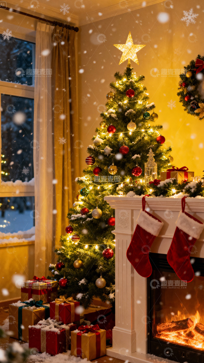 高清大图下载【趣麦麦图】圣诞节背景_竖屏084