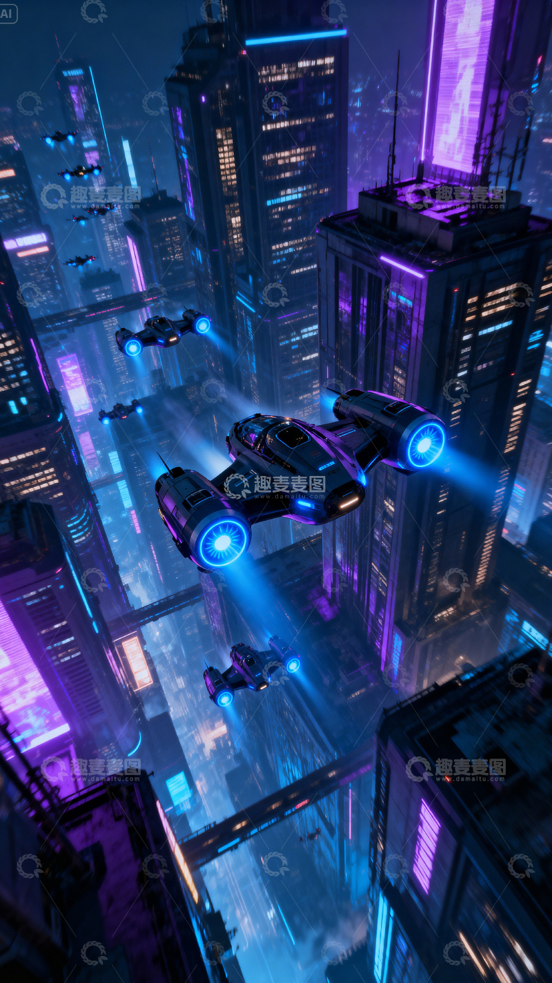 高清大图下载【趣麦麦图】科技城市背景_竖屏005