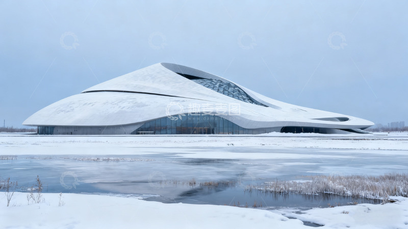 高清大图下载【趣麦麦图】雪景现代建筑风光摄影