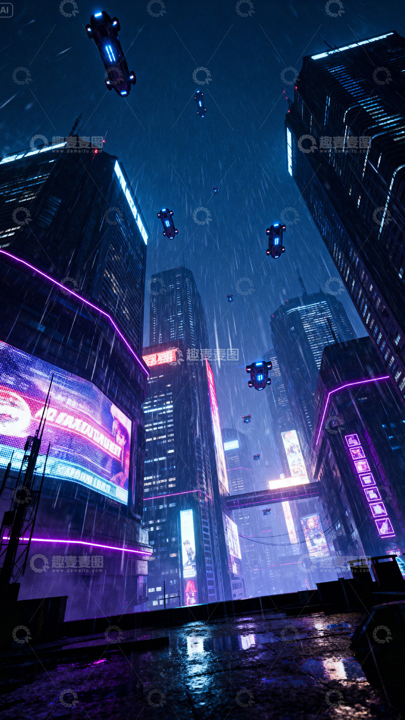 高清大图下载【趣麦麦图】科技城市背景_竖屏014