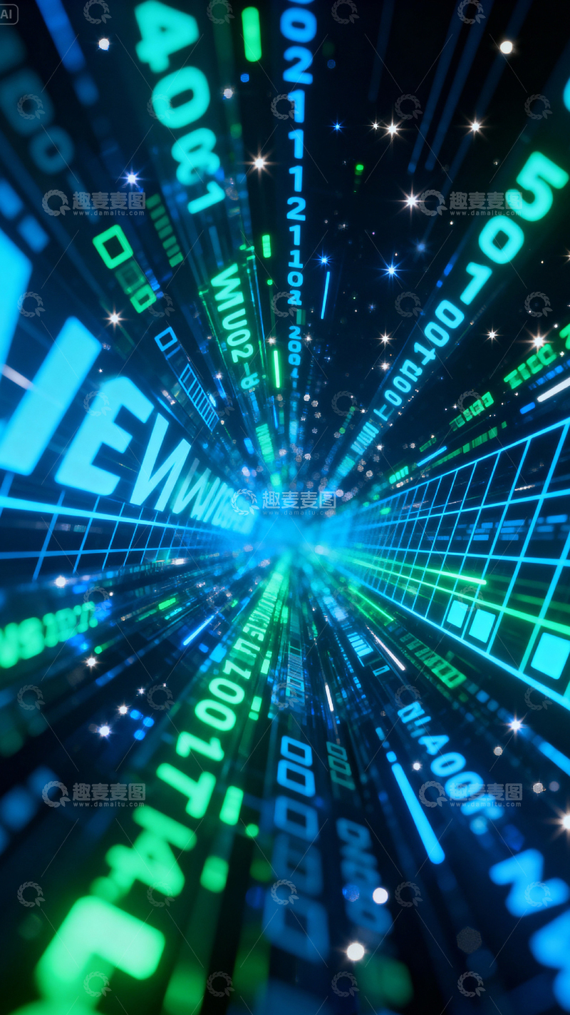 高清大图下载【趣麦麦图】科技风数据背景_竖屏011