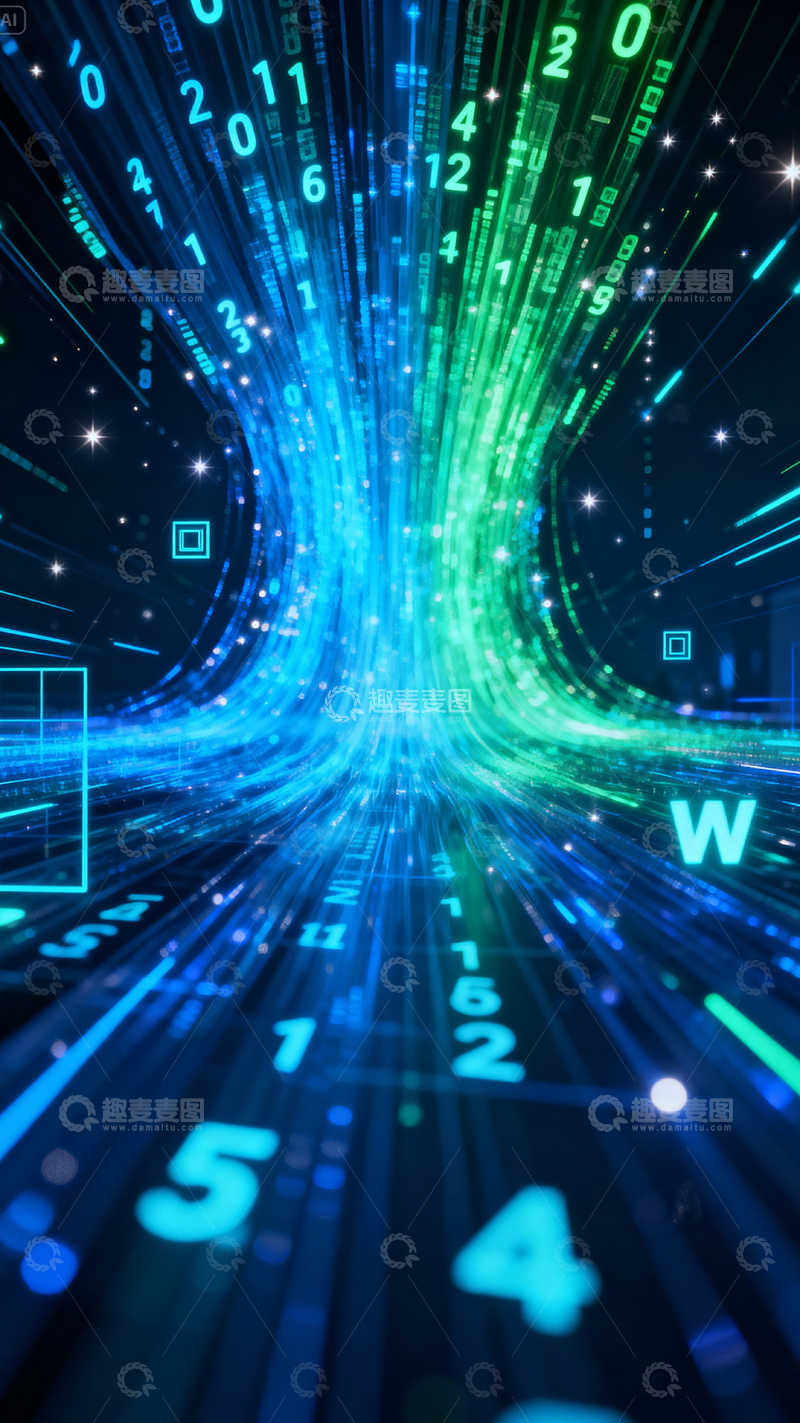 高清大图下载【趣麦麦图】科技风数据背景_竖屏014