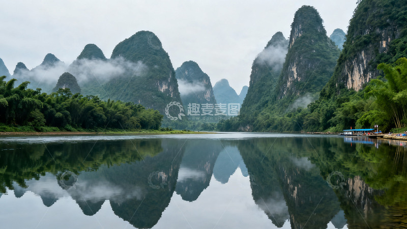 高清大图下载【趣麦麦图】山水风光雾霭倒影