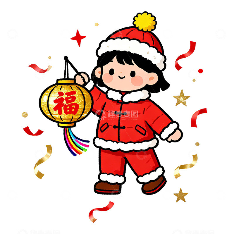 高清大图下载【趣麦麦图】喜庆节日卡通人物设计素材