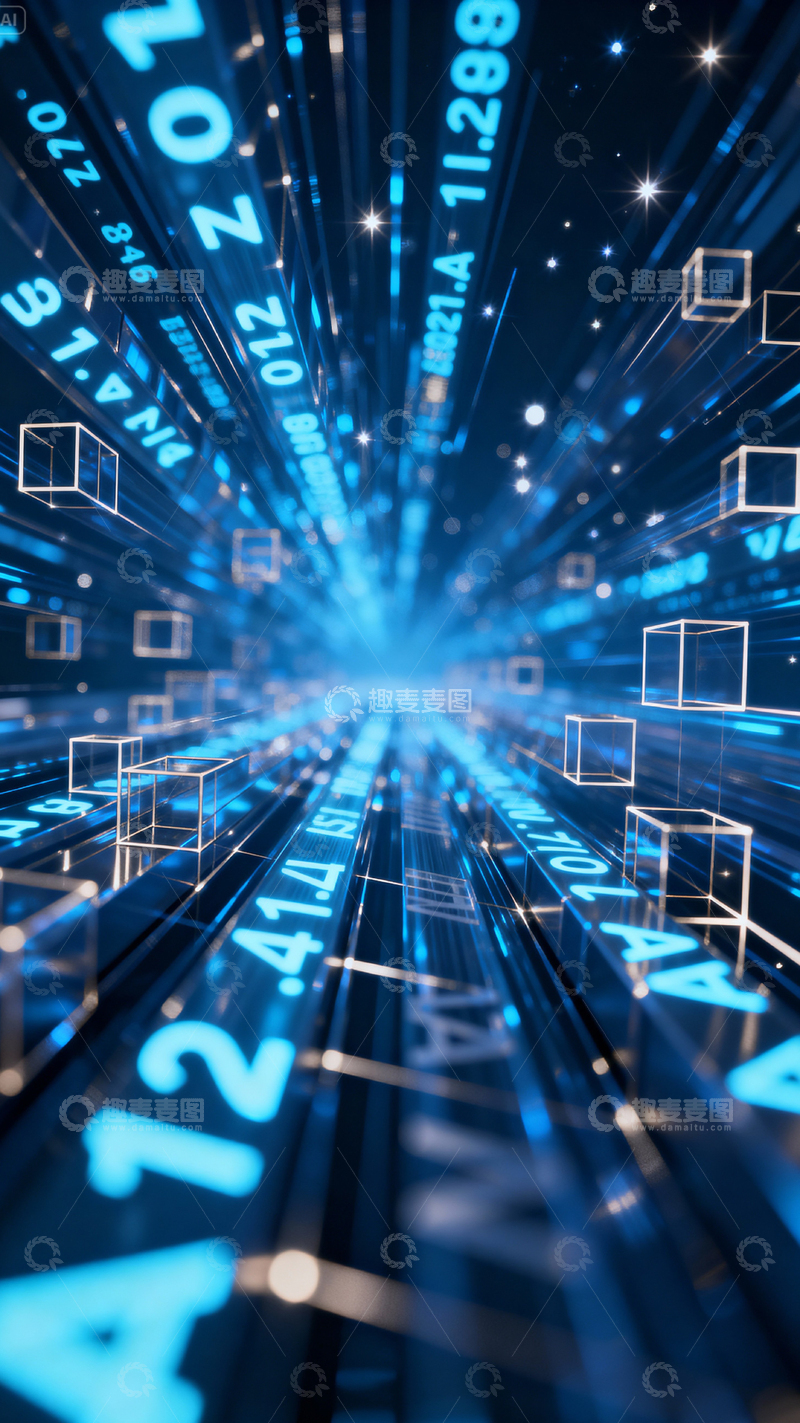 高清大图下载【趣麦麦图】科技风数据背景_竖屏003