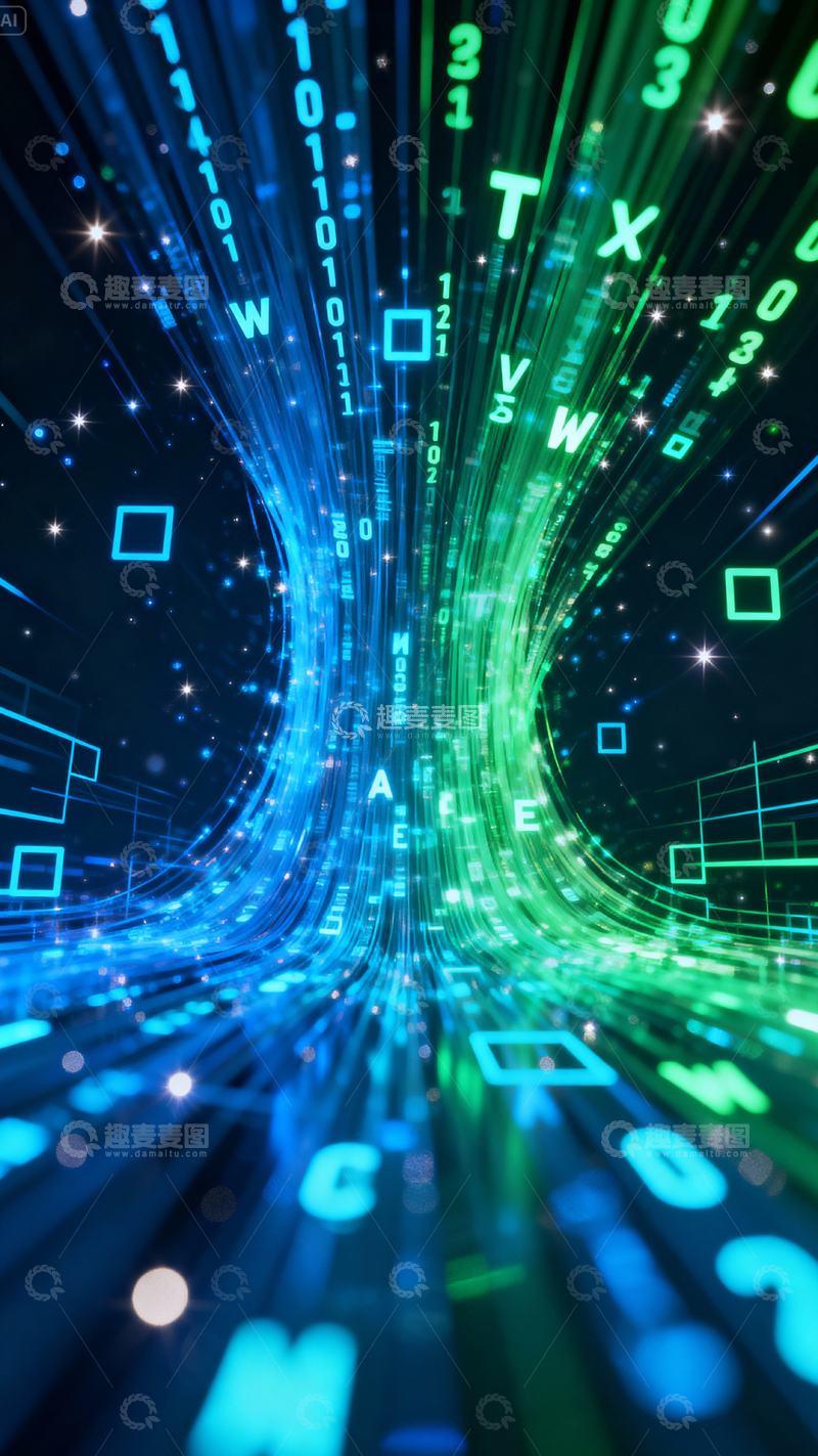 高清大图下载【趣麦麦图】科技风数据背景_竖屏001