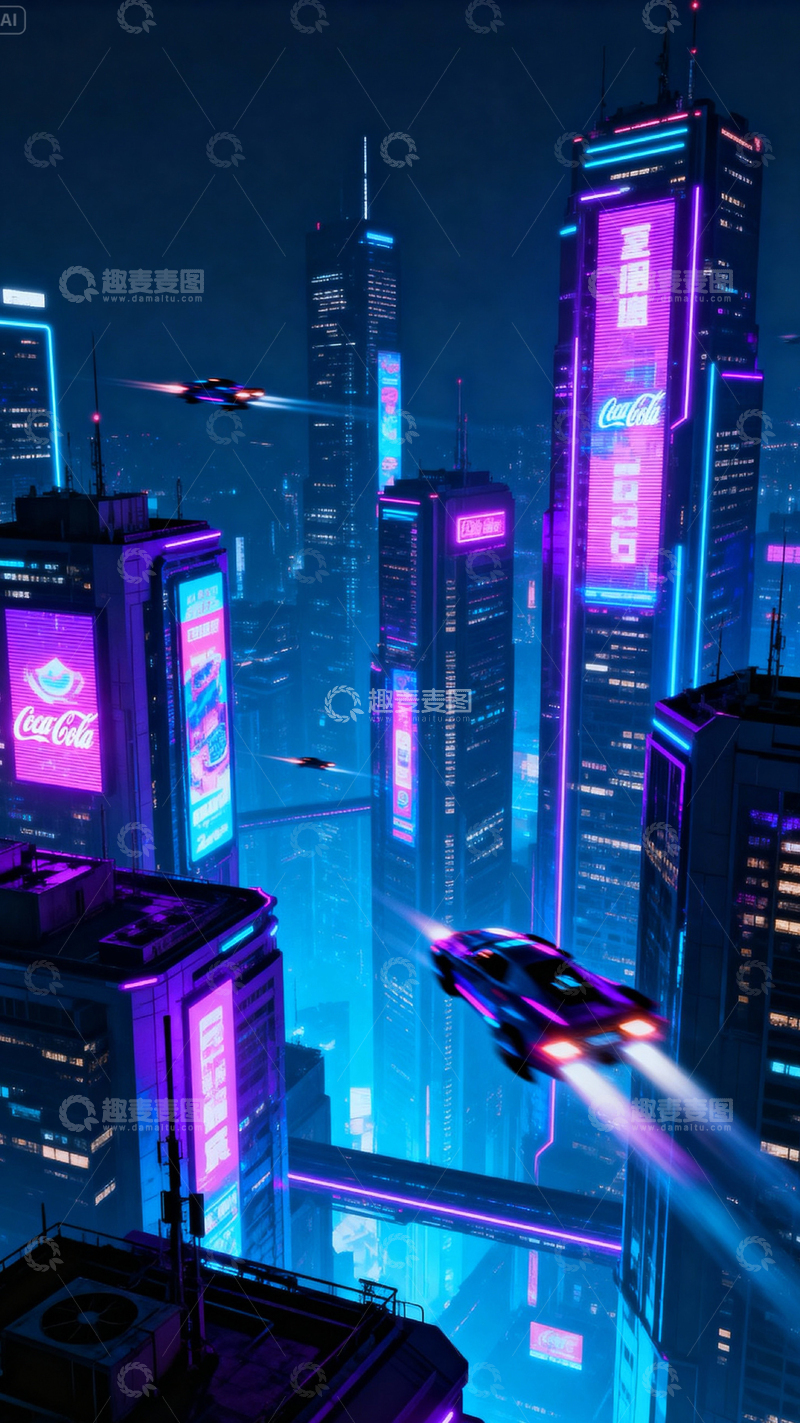 高清大图下载【趣麦麦图】科技城市背景_竖屏018