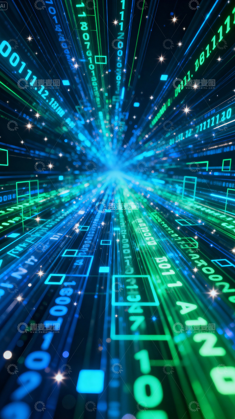 高清大图下载【趣麦麦图】科技风数据背景_竖屏002