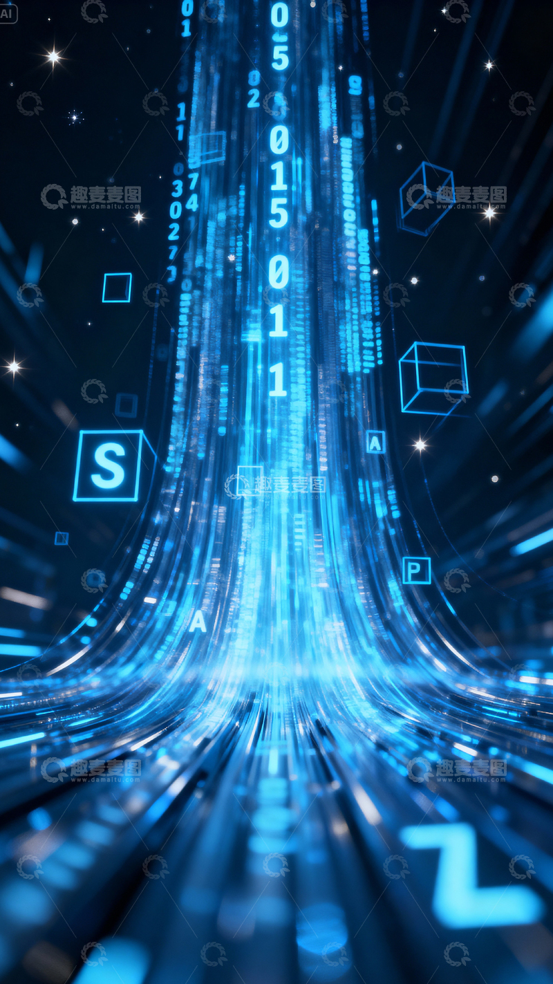 高清大图下载【趣麦麦图】科技风数据背景_竖屏004