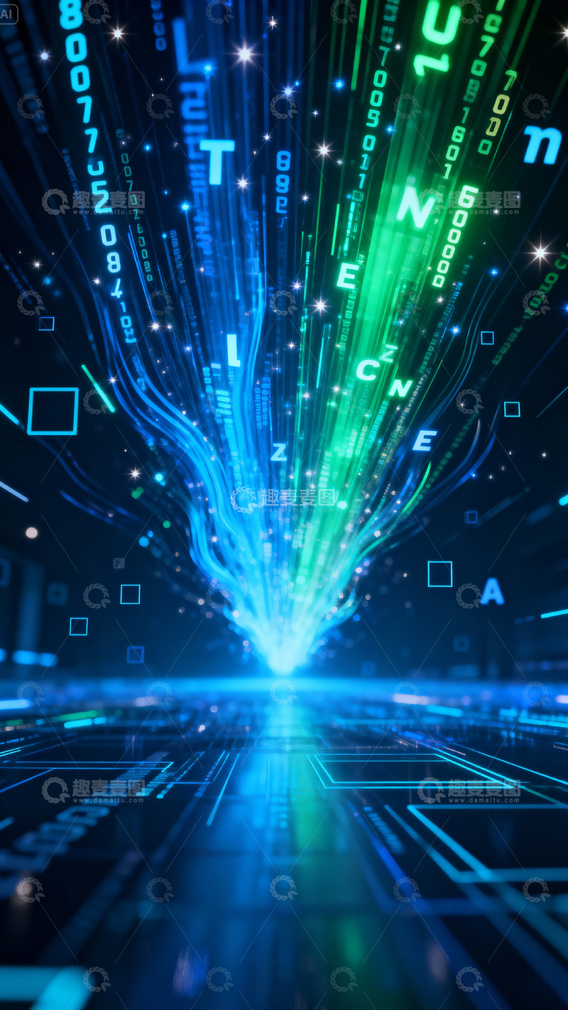 高清大图下载【趣麦麦图】科技风数据背景_竖屏012