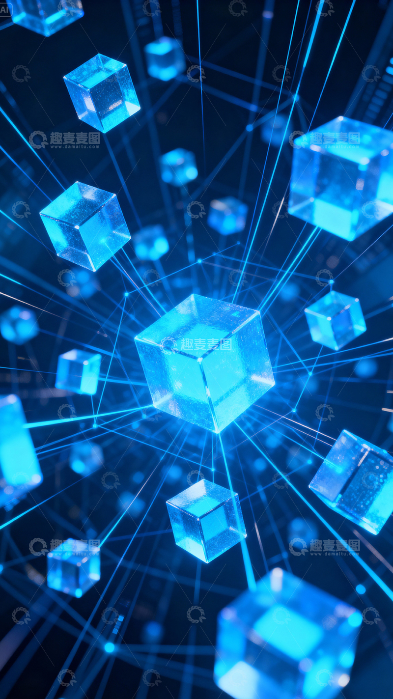 高清大图下载【趣麦麦图】科技感立方体背景_竖屏010