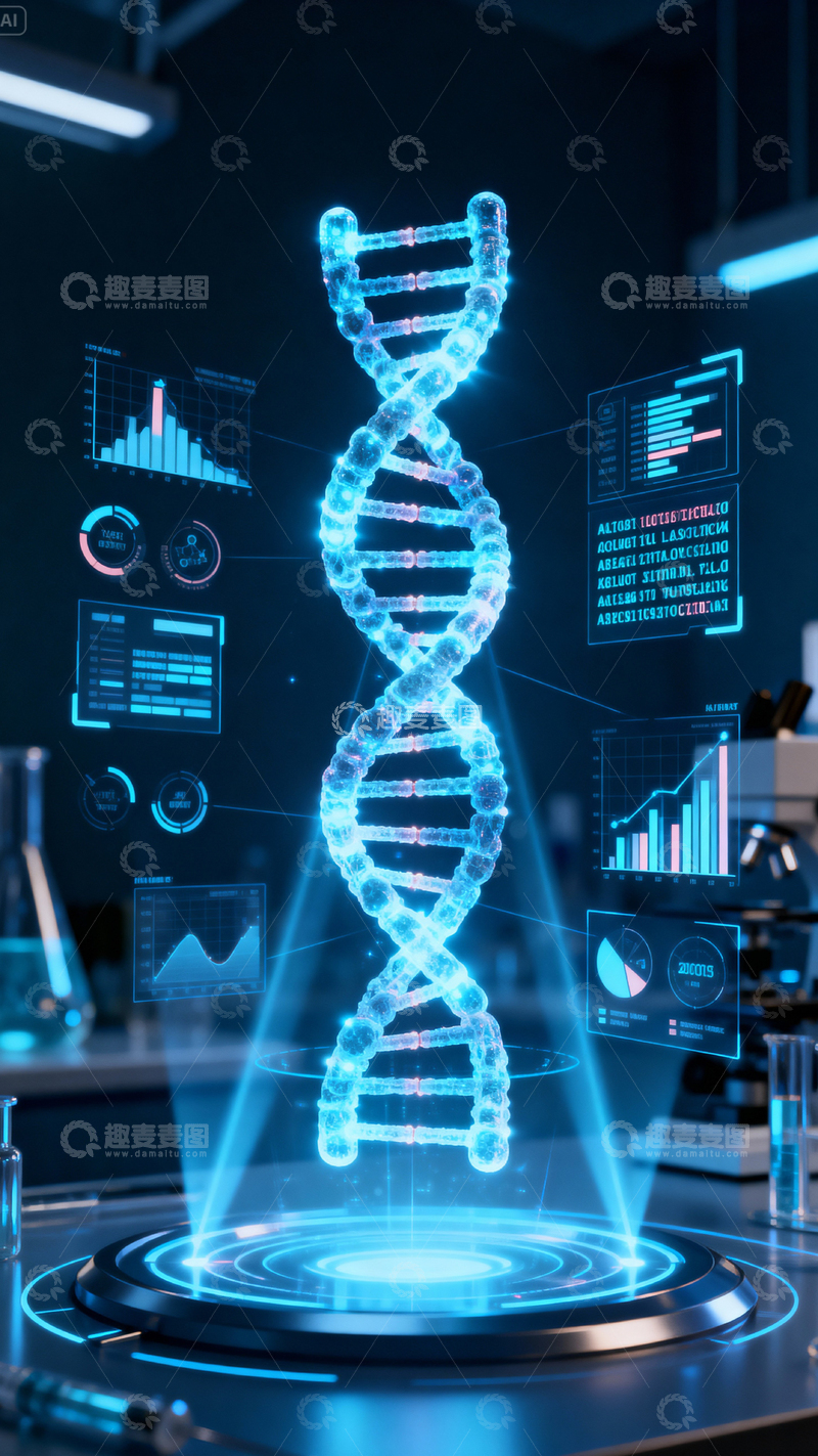 高清大图下载【趣麦麦图】科技医疗DNA背景_竖屏002