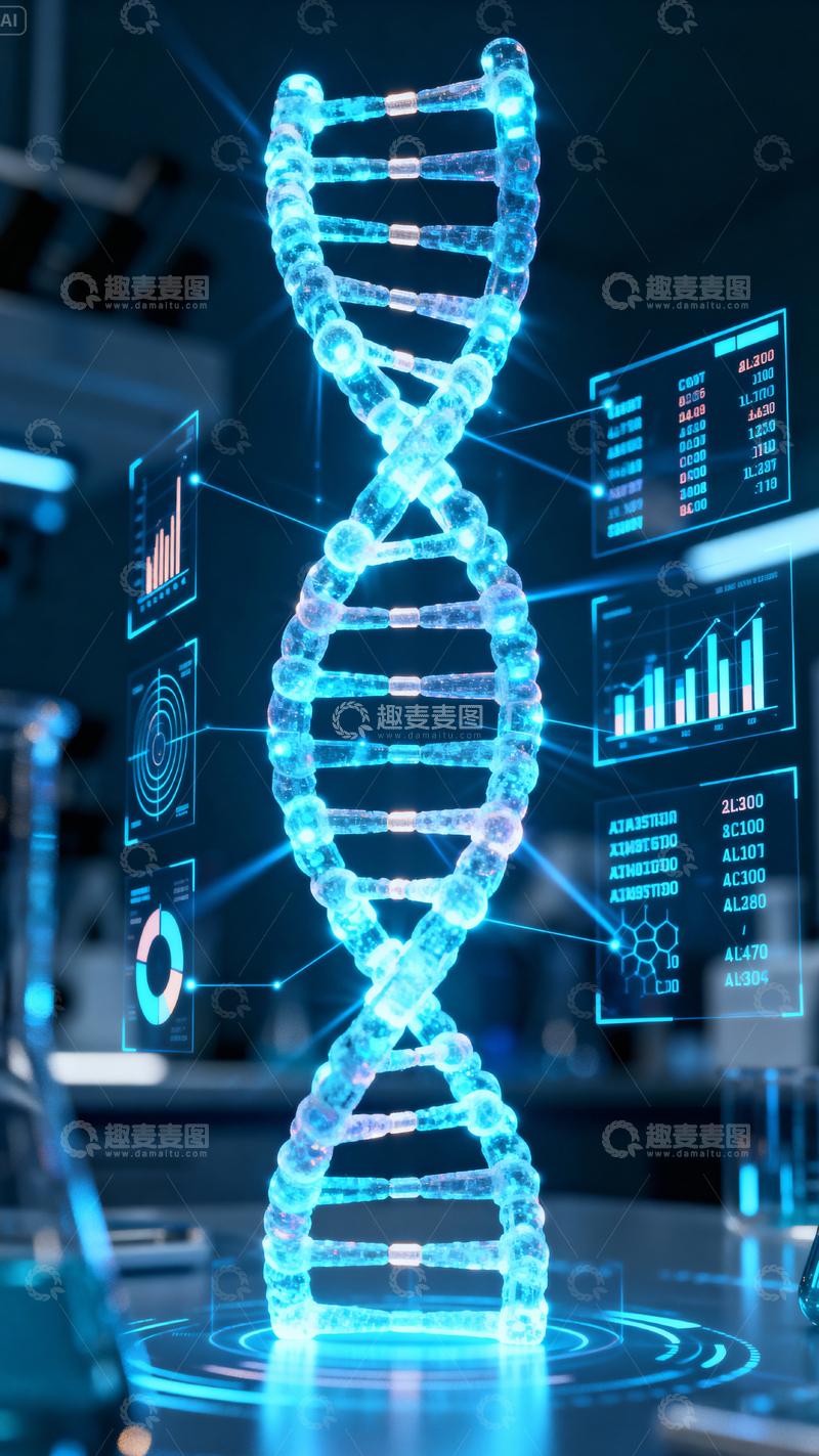 高清大图下载【趣麦麦图】科技医疗DNA背景_竖屏004