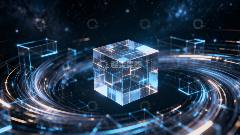 高清大图下载【趣麦麦图】科技感立方体背景001