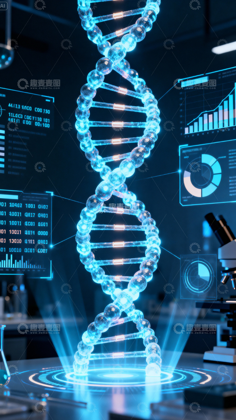 高清大图下载【趣麦麦图】科技医疗DNA背景_竖屏007
