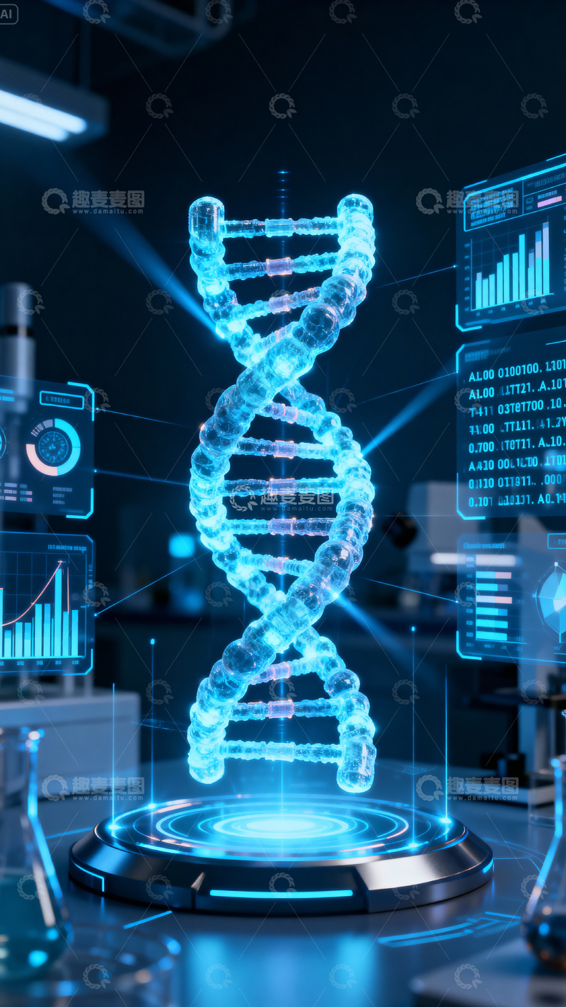 高清大图下载【趣麦麦图】科技医疗DNA背景_竖屏001