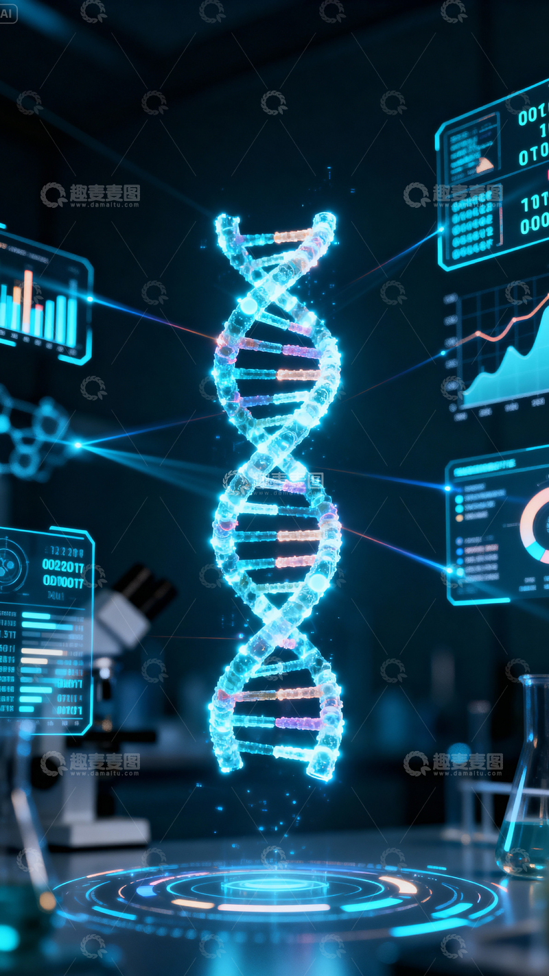 高清大图下载【趣麦麦图】科技医疗DNA背景_竖屏009