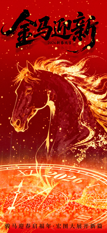 金马大吉迎春喜庆海报