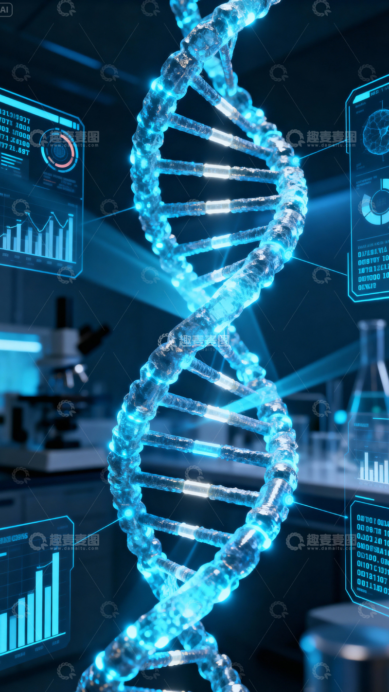 高清大图下载【趣麦麦图】科技医疗DNA背景_竖屏003