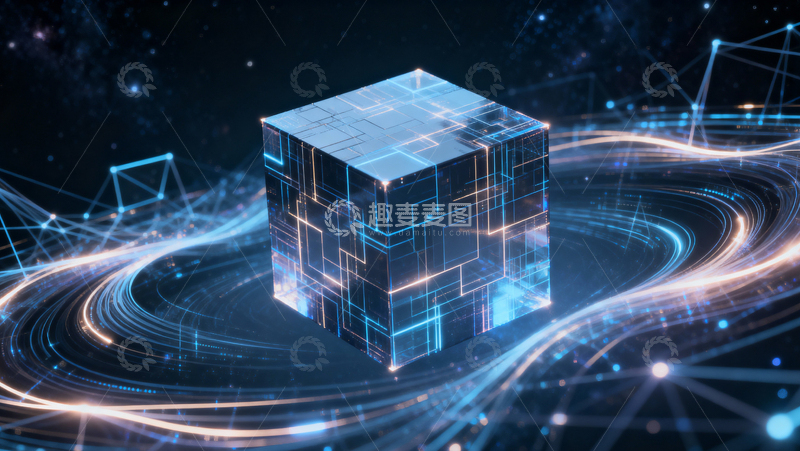 高清大图下载【趣麦麦图】科技感立方体背景005