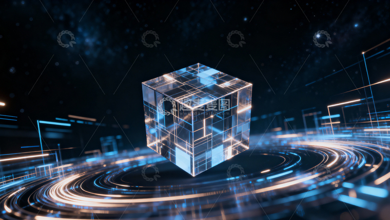 高清大图下载【趣麦麦图】科技感立方体背景008