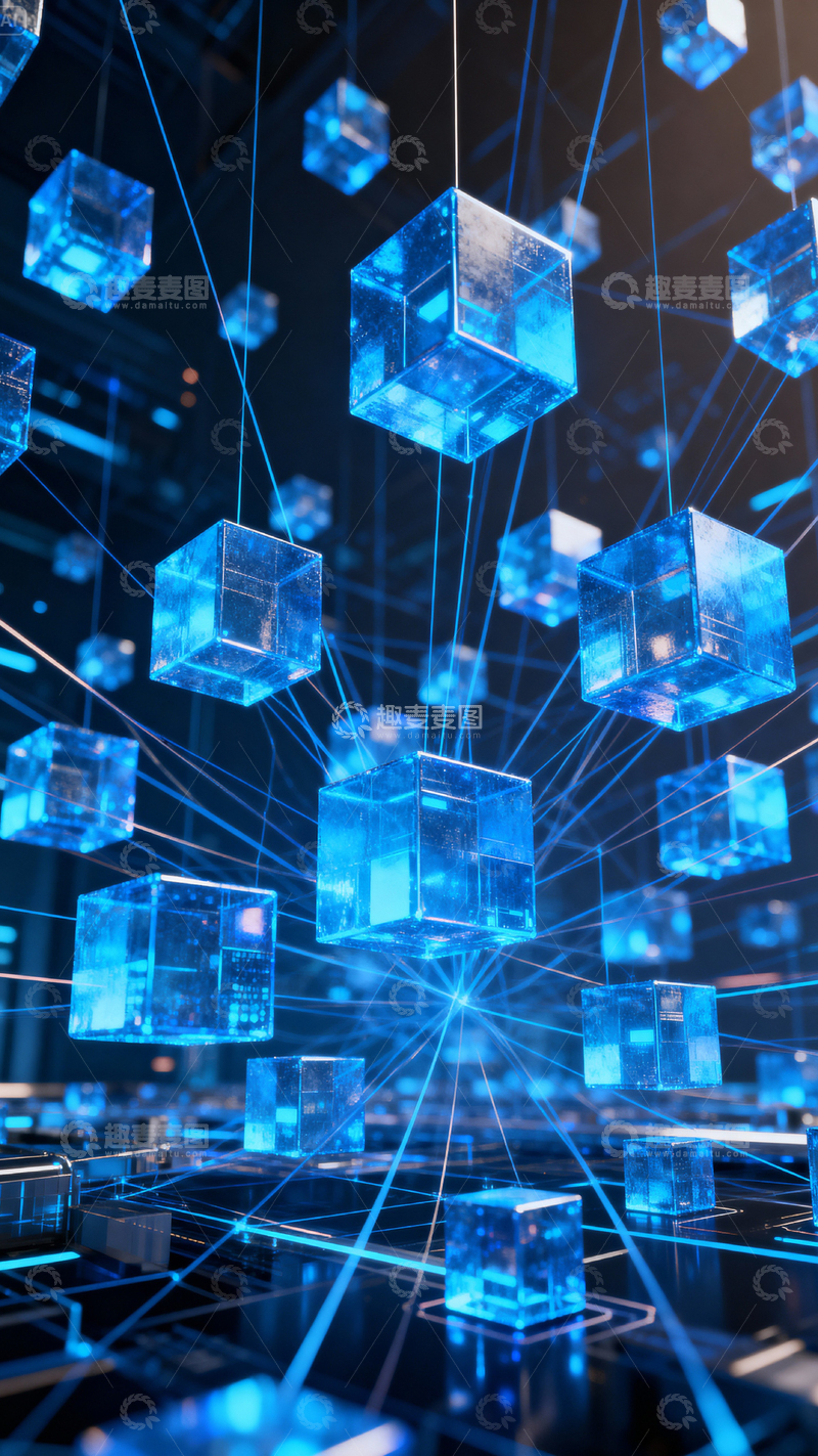 高清大图下载【趣麦麦图】科技感立方体背景_竖屏009