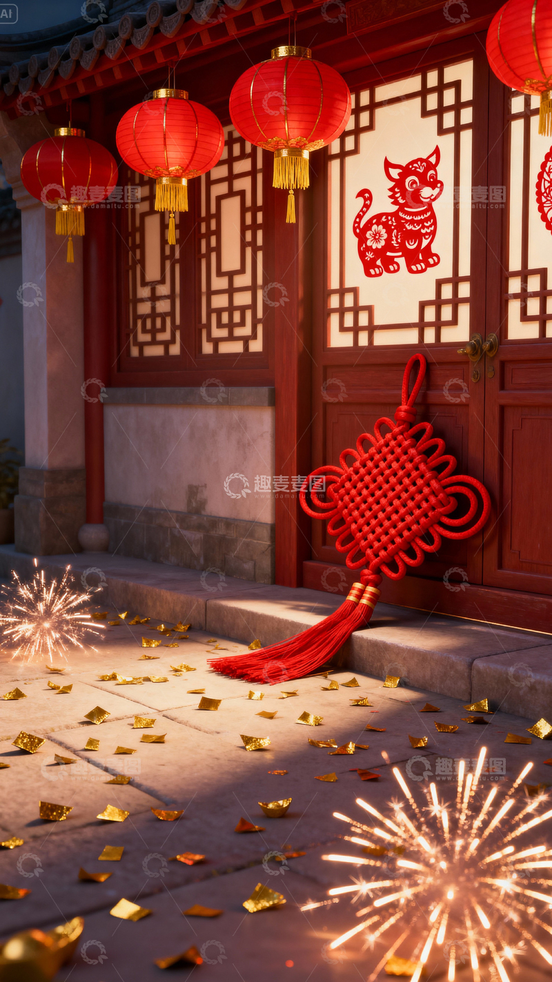 高清大图下载【趣麦麦图】新年元旦春节背景_竖屏242