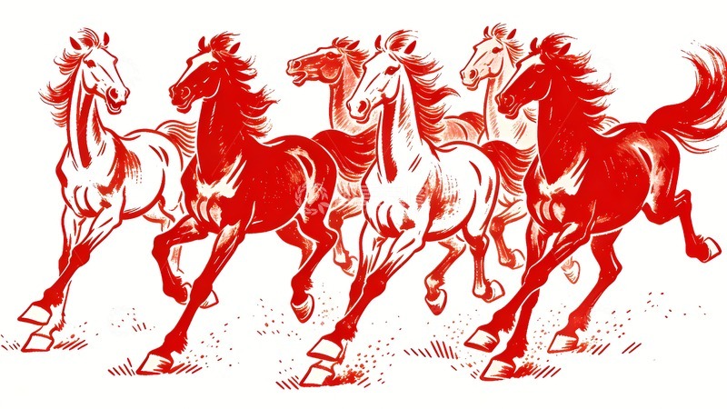 高清大图下载【趣麦麦图】几匹奔跑的骏马图