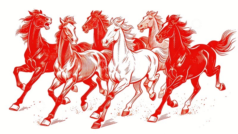 高清大图下载【趣麦麦图】几匹奔跑的骏马